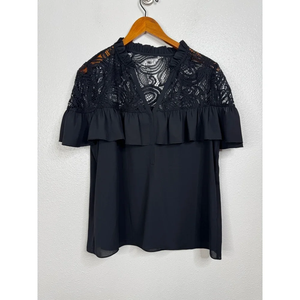 Lilly Pulitzer Black Marabella Lace Top Size‎ Large
